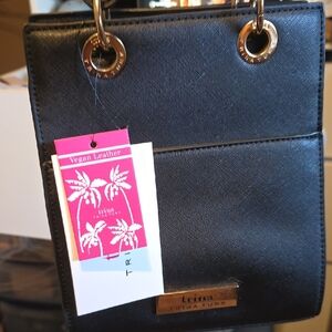 Trina Turk Black Vegan Leather Shoulder Bag